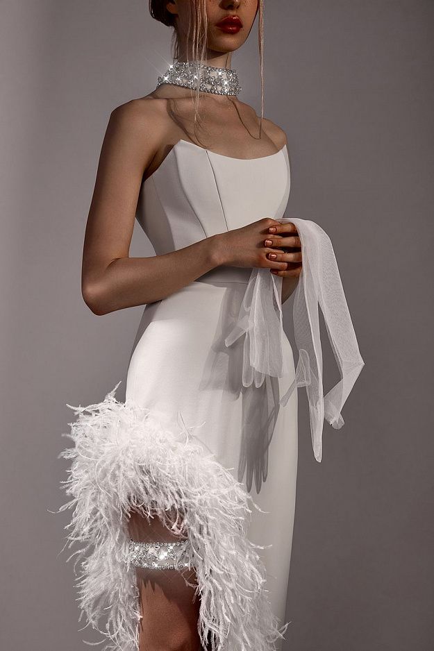 Dress with Natural Ostrich Feathers