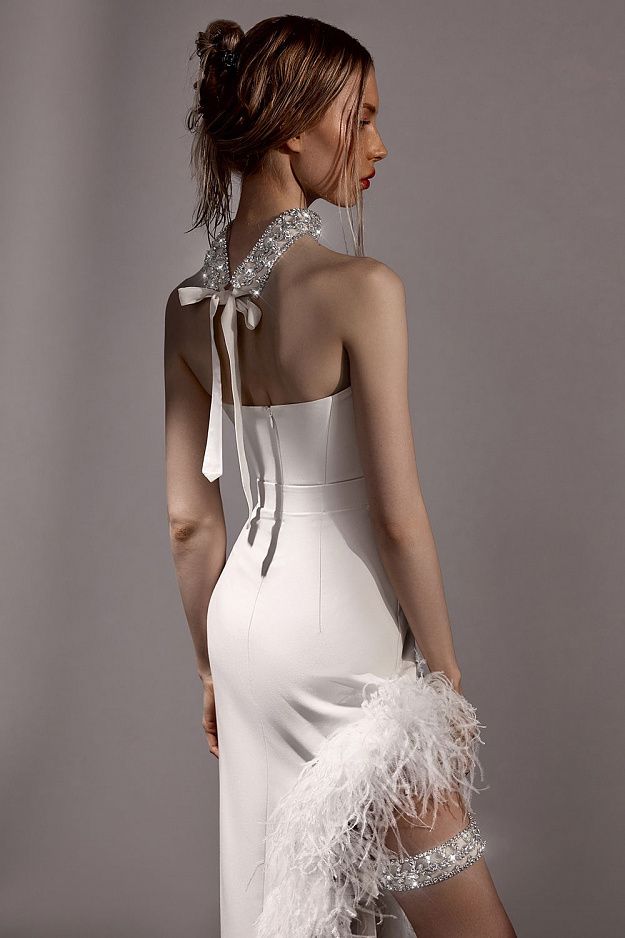 Dress with Natural Ostrich Feathers