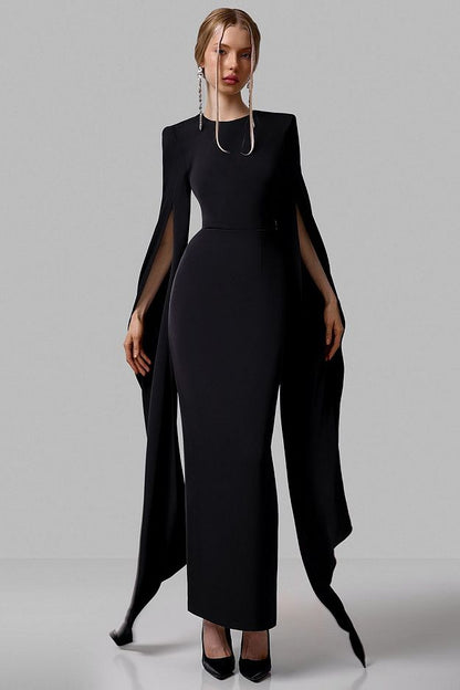 Elegant Cape Sleeve Midi Dress