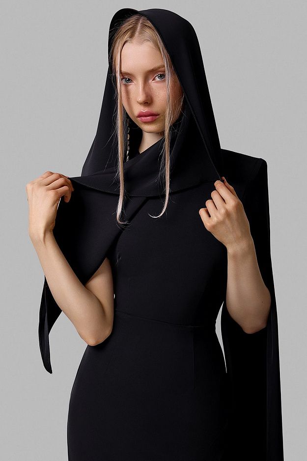 Elegant Cape Sleeve Midi Dress