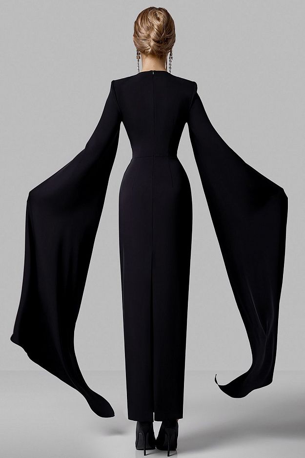 Elegant Cape Sleeve Midi Dress