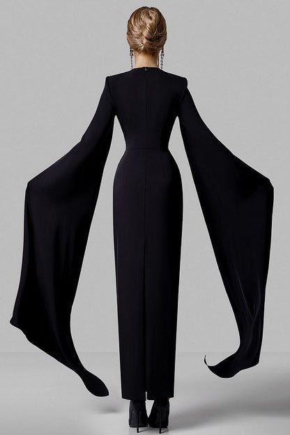 Elegant Cape Sleeve Midi Dress