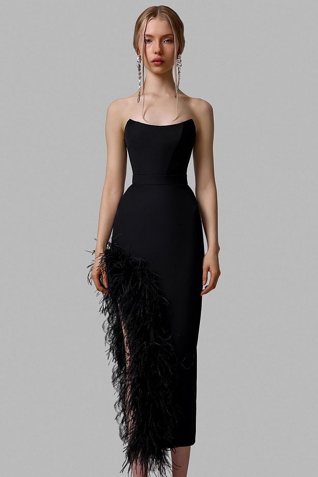 Dress with Natural Ostrich Feathers
