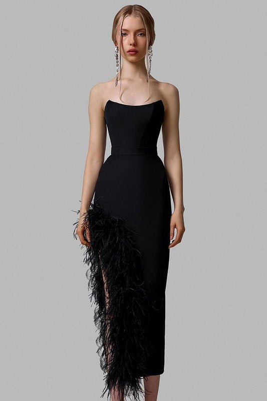 Dress with Natural Ostrich Feathers