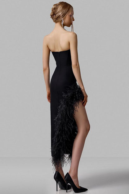 Dress with Natural Ostrich Feathers
