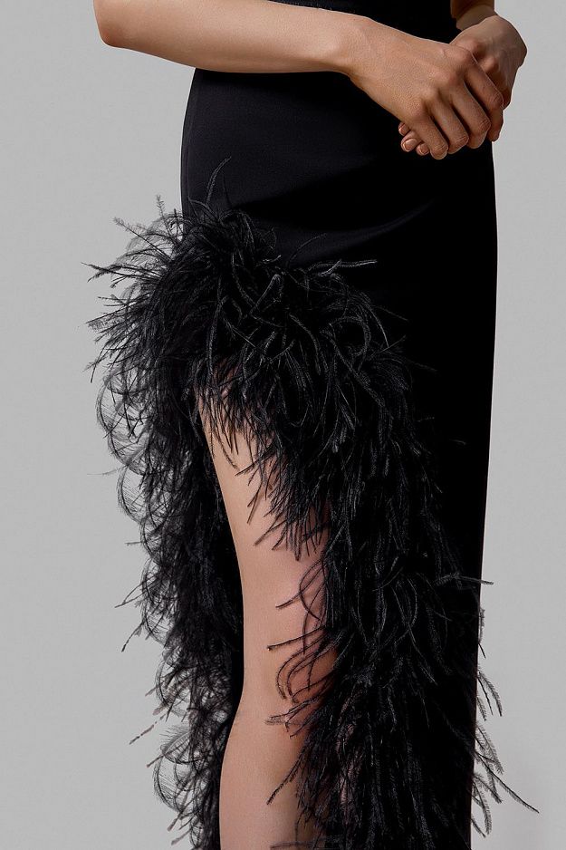 Dress with Natural Ostrich Feathers