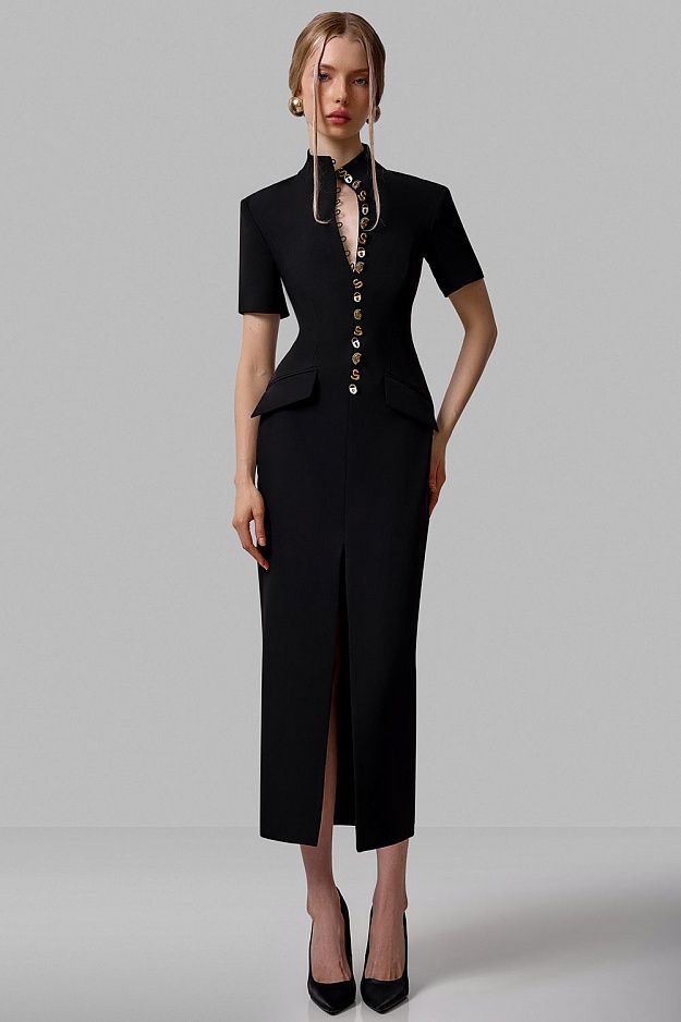 Fitted Dress with Statement Buttons