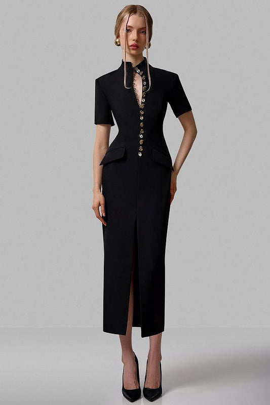 Fitted Dress with Statement Buttons