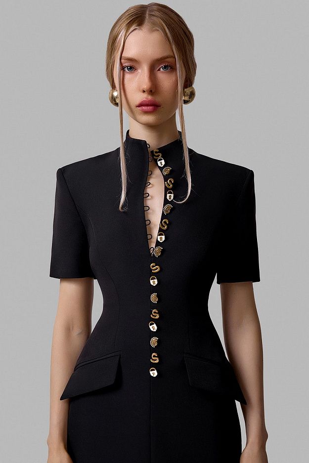 Fitted Dress with Statement Buttons