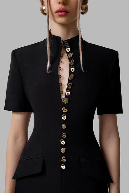 Fitted Dress with Statement Buttons