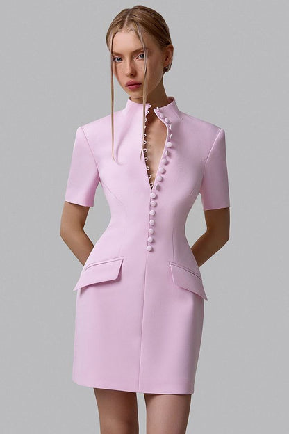 Mini Dress with Decorative Buttons