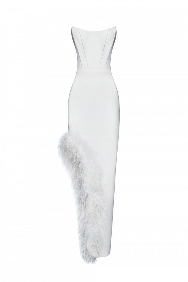 Dress with Natural Ostrich Feathers