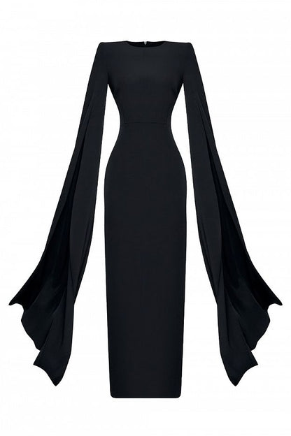 Elegant Cape Sleeve Midi Dress