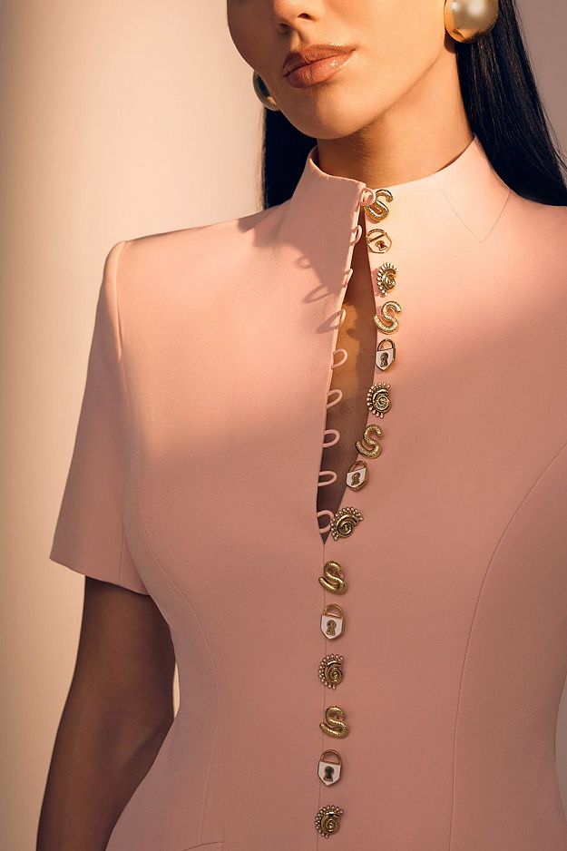 Fitted Dress with Statement Buttons