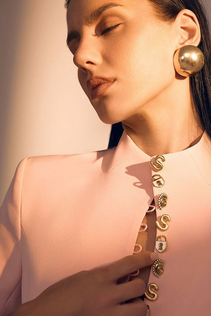 Fitted Dress with Statement Buttons
