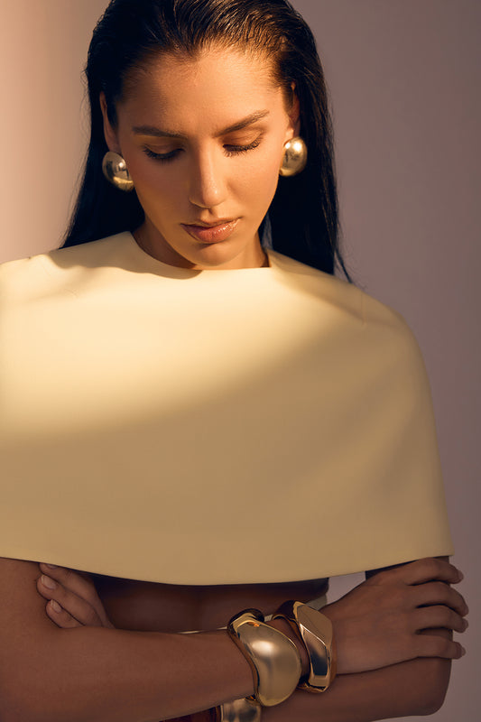 Cropped Cape with Round Neckline