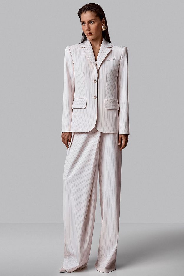 High-Waisted Striped Wrap Trousers