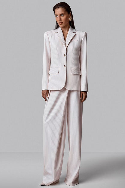 High-Waisted Striped Wrap Trousers