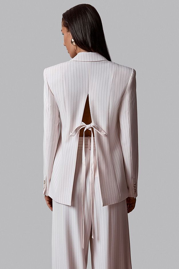 Striped Blazer with Open Back