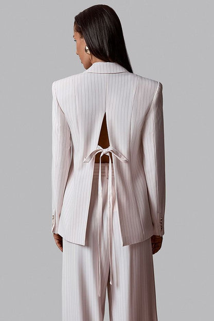 High-Waisted Striped Wrap Trousers