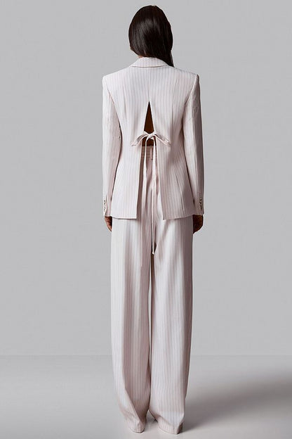 High-Waisted Striped Wrap Trousers