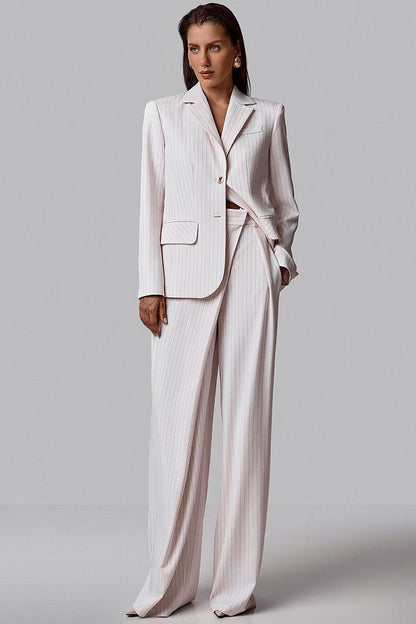 High-Waisted Striped Wrap Trousers