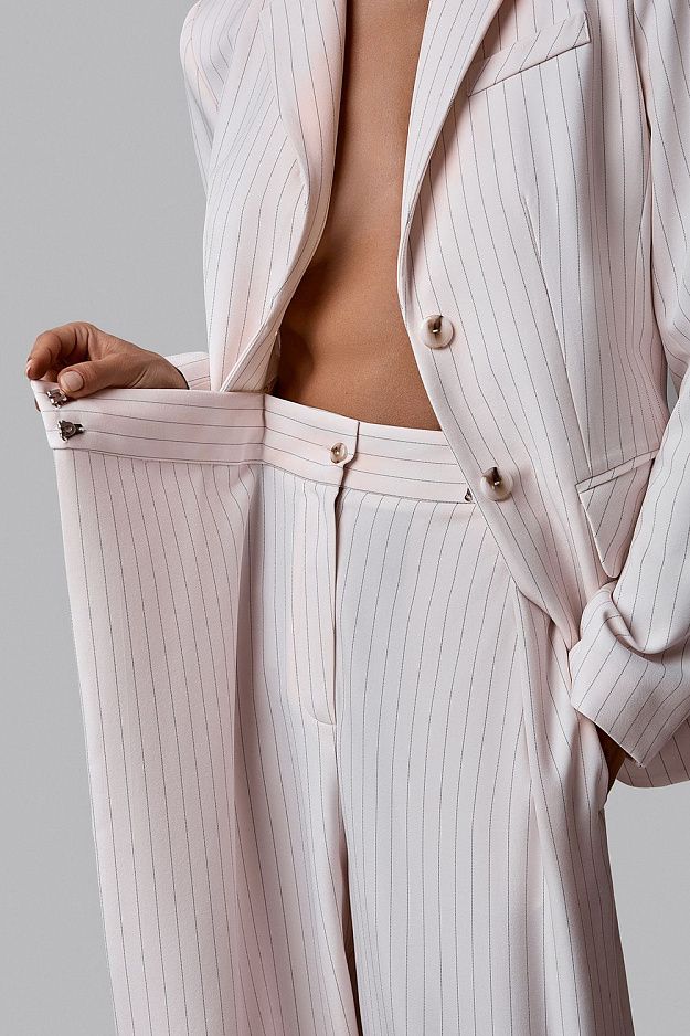High-Waisted Striped Wrap Trousers