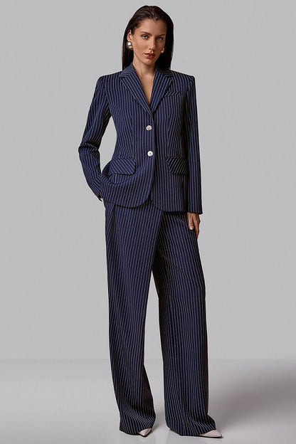 High-Waisted Striped Wrap Trousers