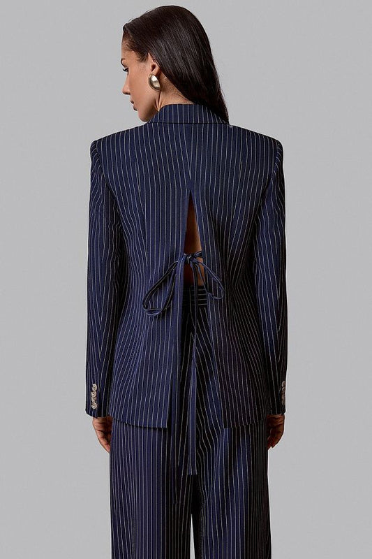 Striped Blazer with Open Back