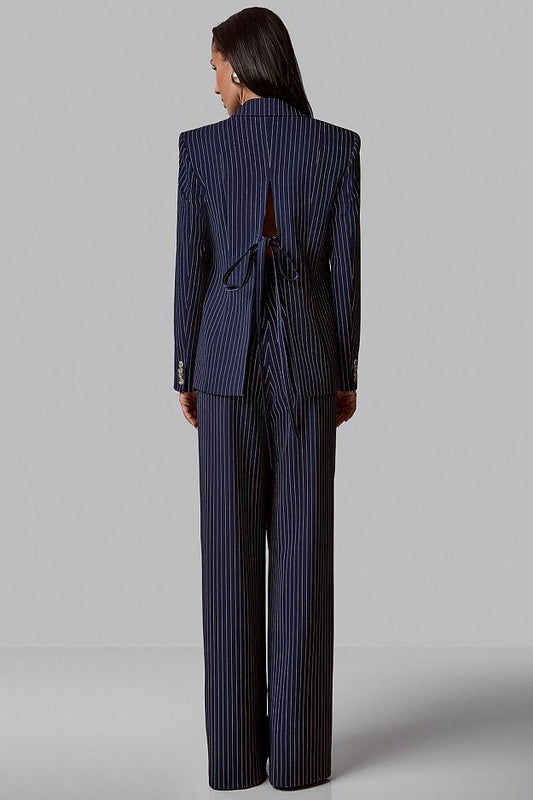 High-Waisted Striped Wrap Trousers