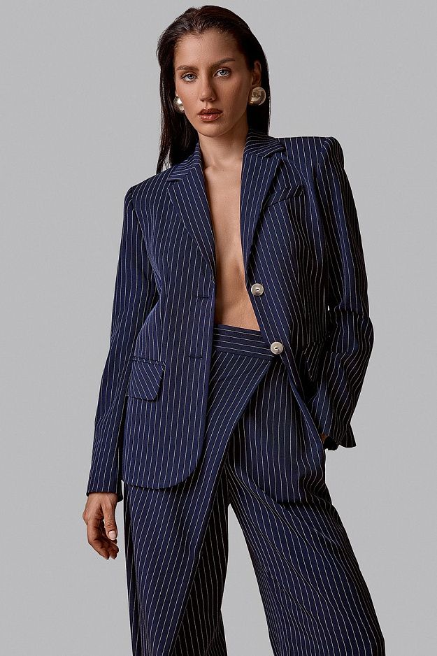 High-Waisted Striped Wrap Trousers