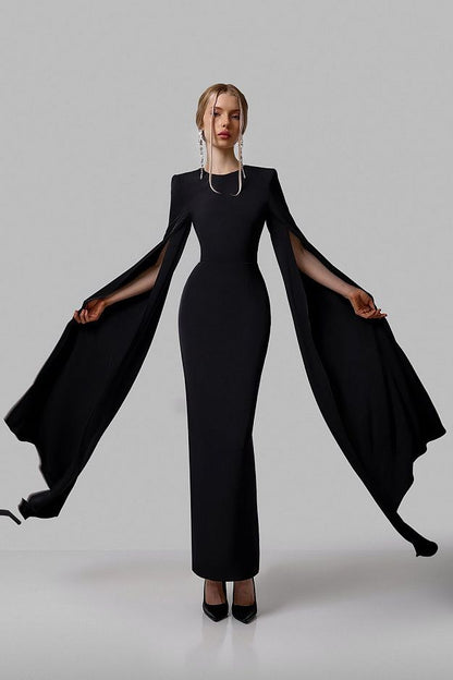 Elegant Cape Sleeve Midi Dress