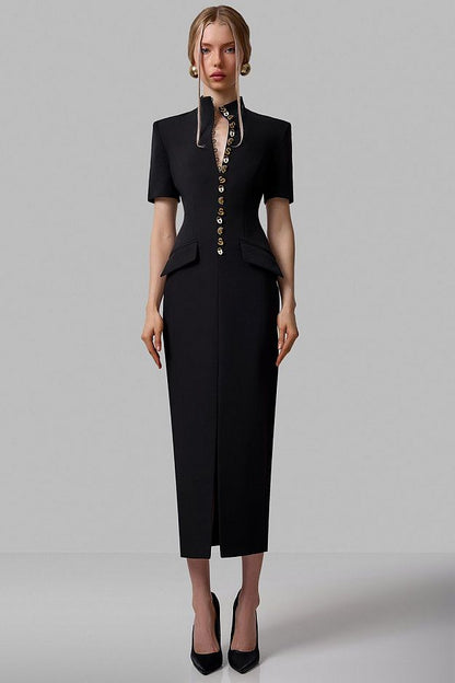 Fitted Dress with Statement Buttons