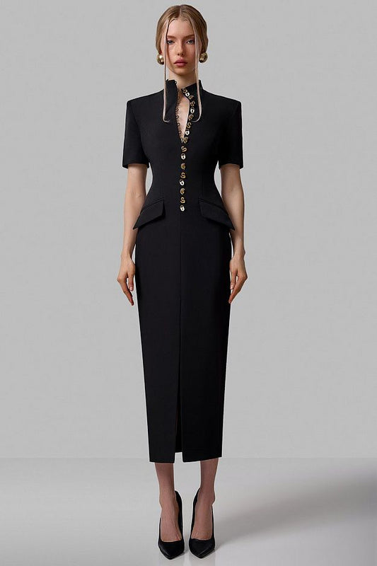 Fitted Dress with Statement Buttons