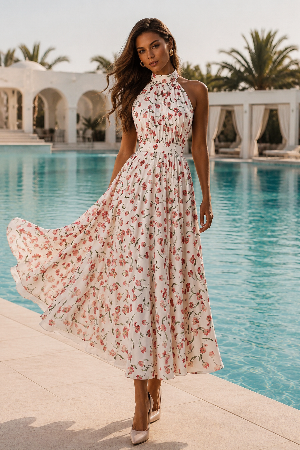 Draped Halter Neck Dress