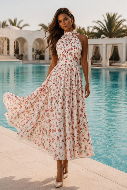 Draped Halter Neck Dress