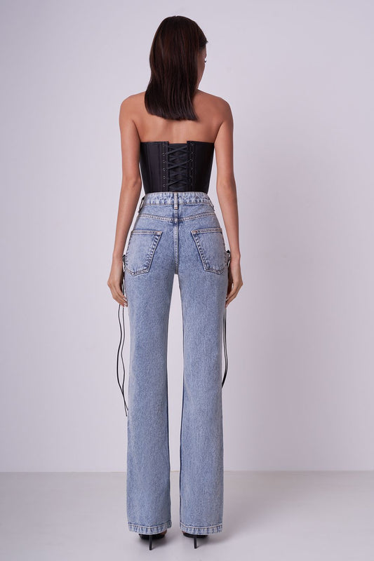 Lace-up jeans