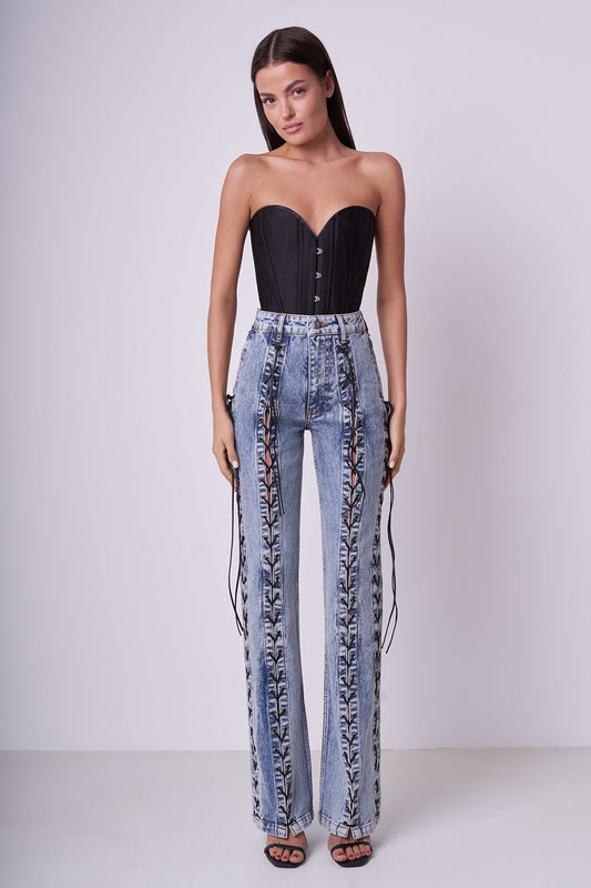 Lace-up jeans
