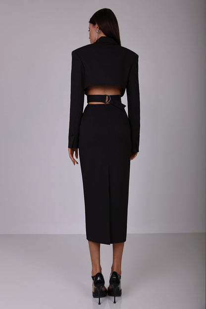 Blazer dress with belt