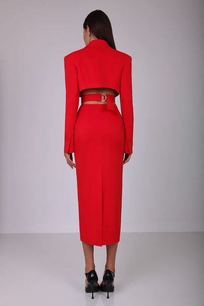 Blazer dress with belt