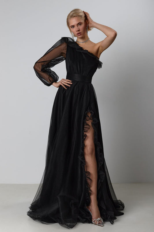 One shoulder maxi dress