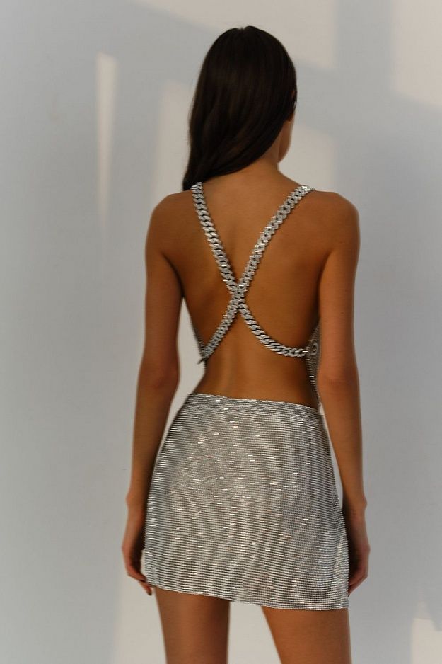 Silver Top with Chains