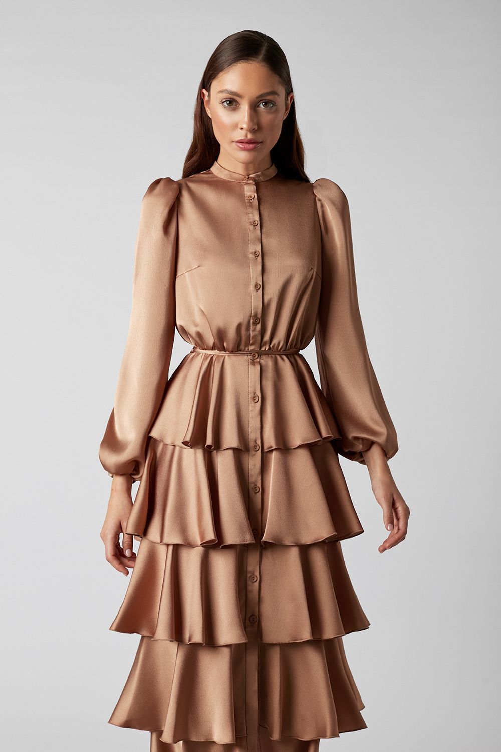 Tiered Midi Dress with Ruffles