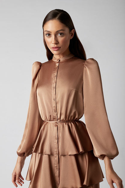 Tiered Midi Dress with Ruffles
