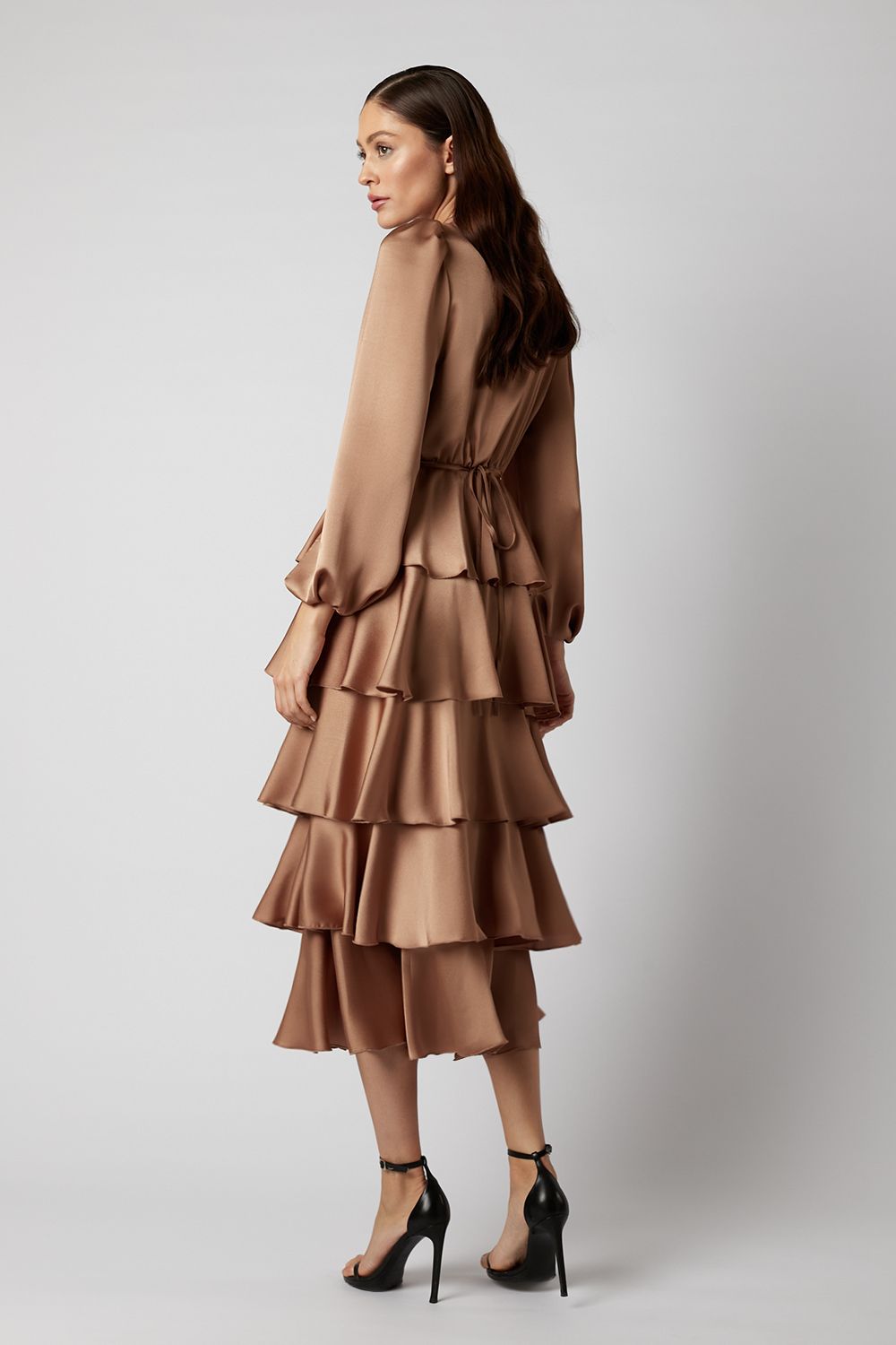 Tiered Midi Dress with Ruffles