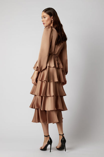Tiered Midi Dress with Ruffles