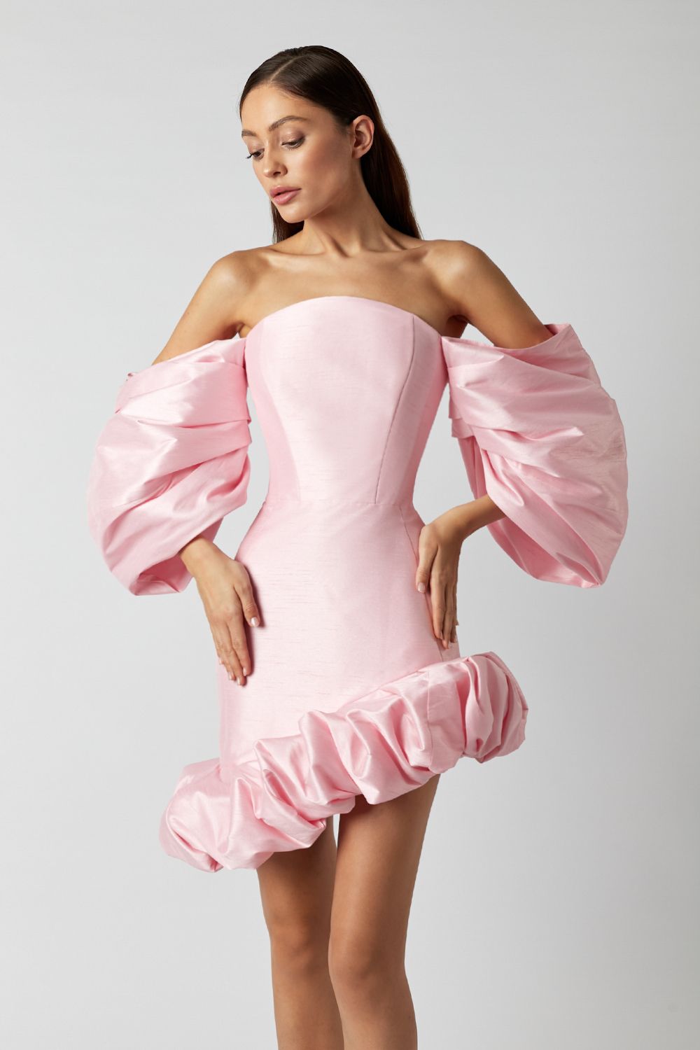 Asymmetric puff dress