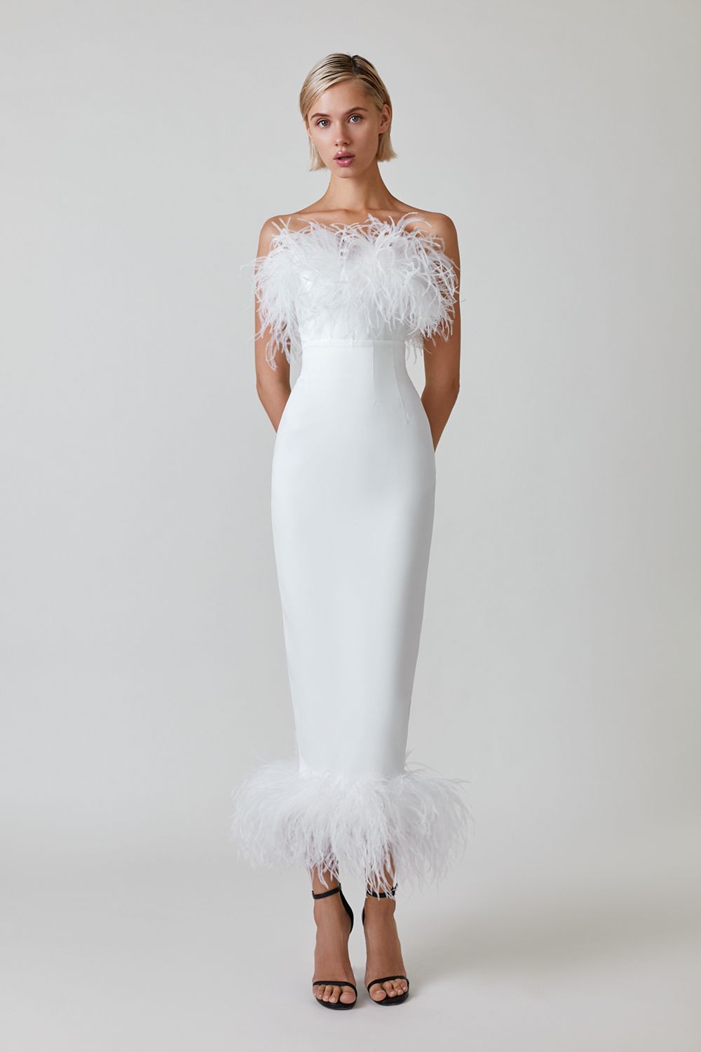 Feather pencil skirt