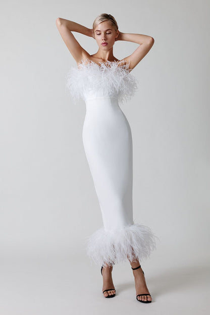 Feather pencil skirt