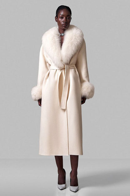 100% Wool Coat with Detachable Arctic Fox Fur